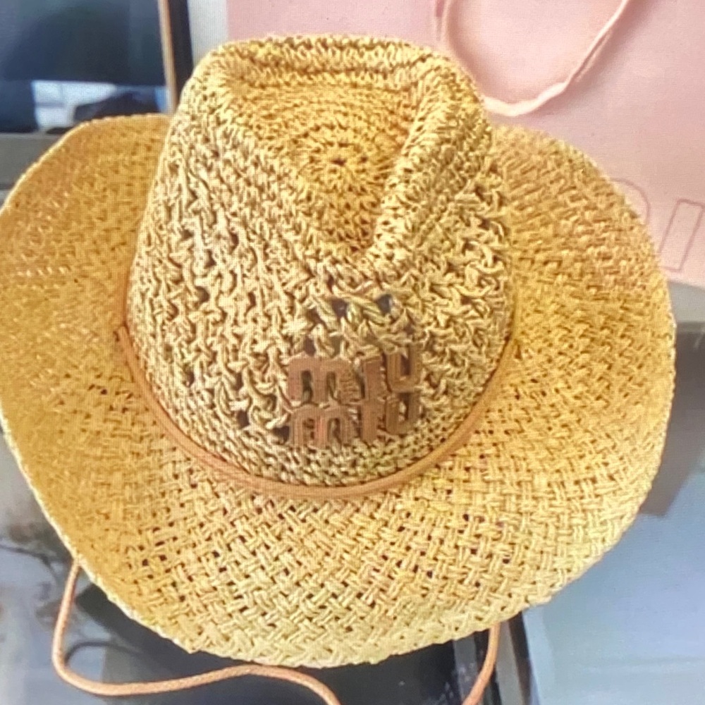 Miu Miu Natural Straw Crochet Cowboy Hat - Picture 6 of 7